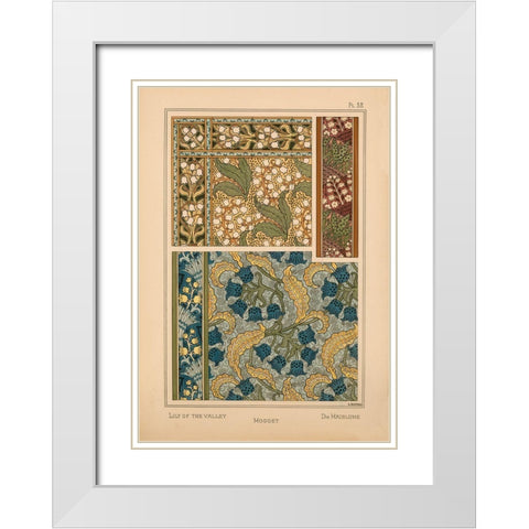 Plate 38 - Lily of the Valley White Modern Wood Framed Art Print with Double Matting by Vintage Apple Collection