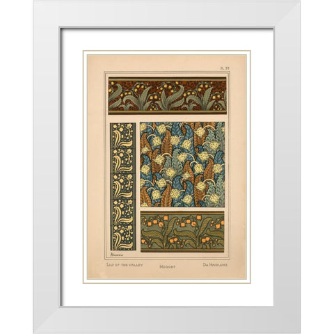 Plate 39 - Lily of the Valley White Modern Wood Framed Art Print with Double Matting by Vintage Apple Collection