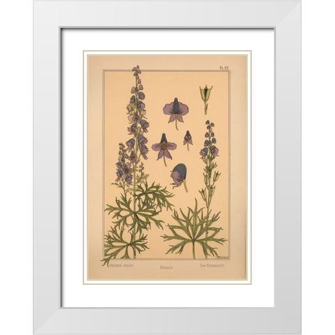 Plate 55 - Monks-hood White Modern Wood Framed Art Print with Double Matting by Vintage Apple Collection