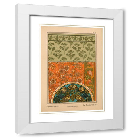 Plate 71 - Chrysanthemum White Modern Wood Framed Art Print with Double Matting by Vintage Apple Collection