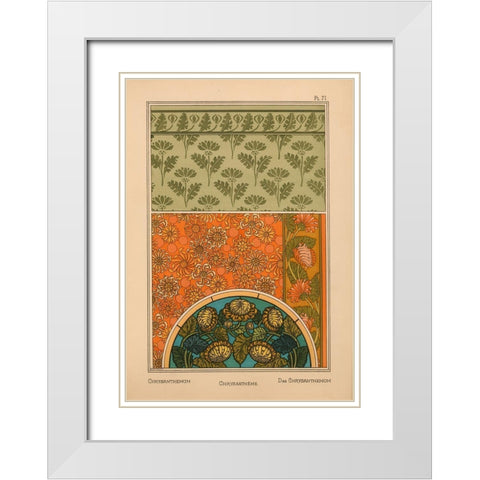 Plate 71 - Chrysanthemum White Modern Wood Framed Art Print with Double Matting by Vintage Apple Collection