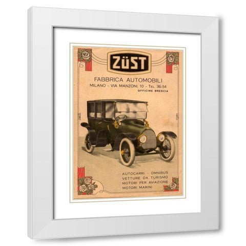 Zust Automobile White Modern Wood Framed Art Print with Double Matting by Vintage Apple Collection