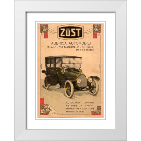 Zust Automobile White Modern Wood Framed Art Print with Double Matting by Vintage Apple Collection