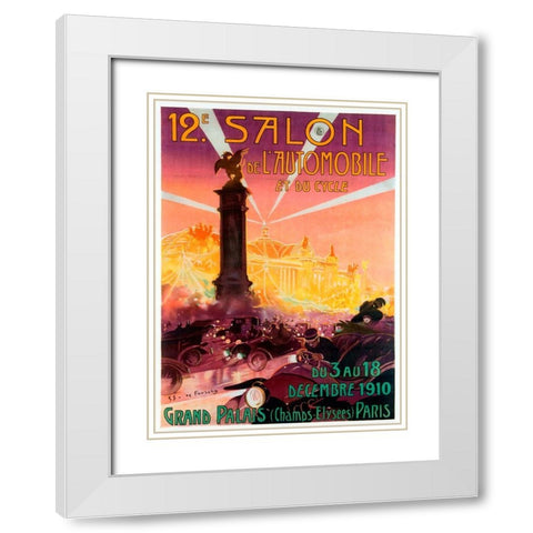 Salon de Automobile White Modern Wood Framed Art Print with Double Matting by Vintage Apple Collection