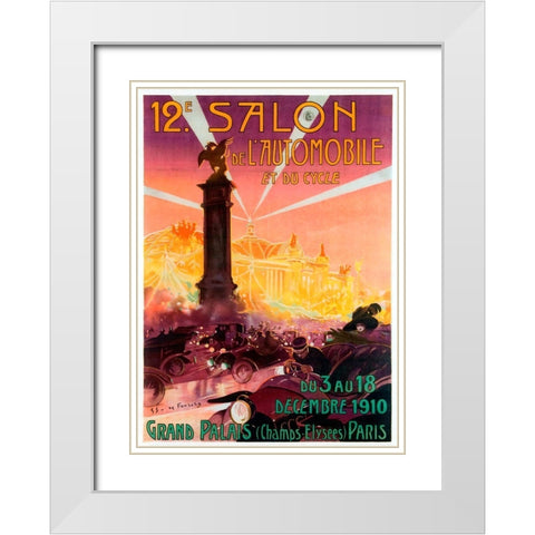 Salon de Automobile White Modern Wood Framed Art Print with Double Matting by Vintage Apple Collection