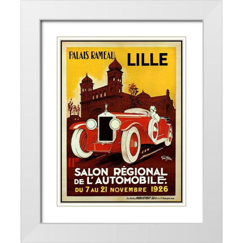 Lille Salon 1926 White Modern Wood Framed Art Print with Double Matting by Vintage Apple Collection