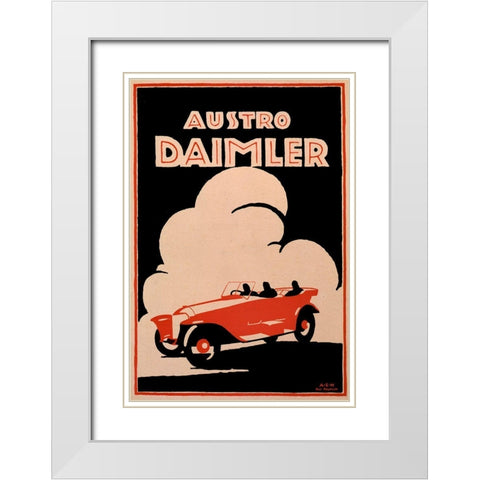 Daimler White Modern Wood Framed Art Print with Double Matting by Vintage Apple Collection