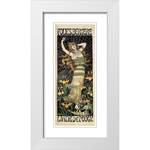 Berthon Folies Bergere 1896 White Modern Wood Framed Art Print with Double Matting by Vintage Apple Collection