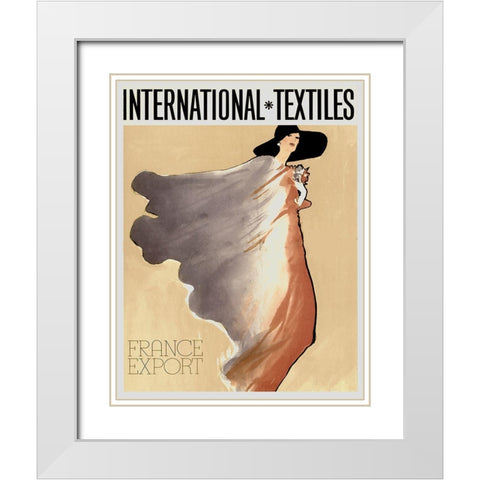 Fashion Paris Blue and Red White Modern Wood Framed Art Print with Double Matting by Vintage Apple Collection