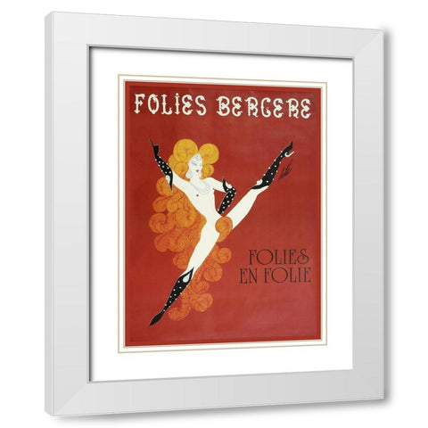 Folies Bergere Risque White Modern Wood Framed Art Print with Double Matting by Vintage Apple Collection
