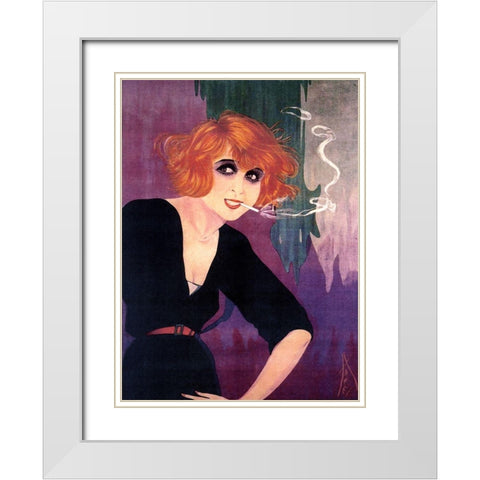 Mistinguette II White Modern Wood Framed Art Print with Double Matting by Vintage Apple Collection