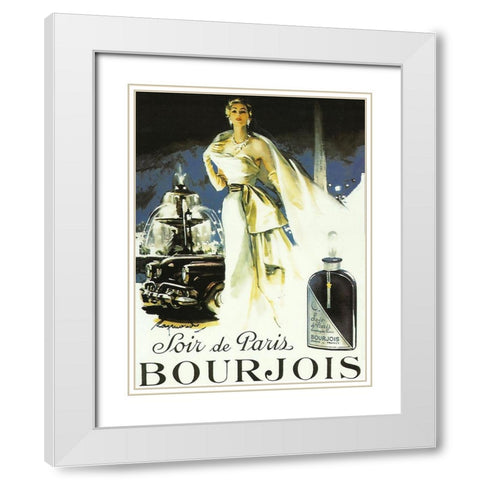 Soir de Paris White Modern Wood Framed Art Print with Double Matting by Vintage Apple Collection
