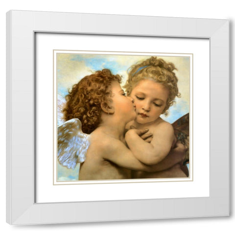 Bouguereau-Angels and cupids White Modern Wood Framed Art Print with Double Matting by Vintage Apple Collection