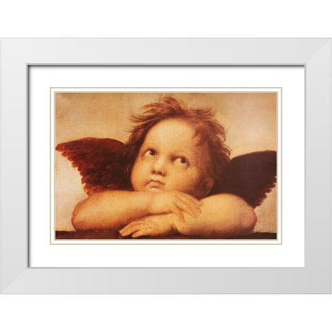 Classic Cherub One White Modern Wood Framed Art Print with Double Matting by Vintage Apple Collection