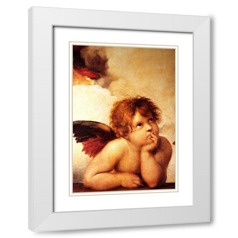 Classic Cherub Two White Modern Wood Framed Art Print with Double Matting by Vintage Apple Collection