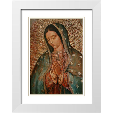 Our Lady White Modern Wood Framed Art Print with Double Matting by Vintage Apple Collection