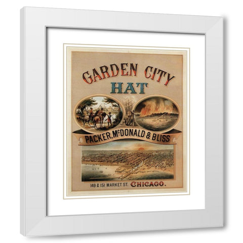 1878 Garden City Hat White Modern Wood Framed Art Print with Double Matting by Vintage Apple Collection