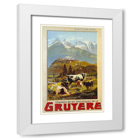 Chemins De Fer De La GruyÃ¨re 1906 White Modern Wood Framed Art Print with Double Matting by Vintage Apple Collection