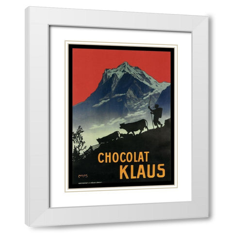 Chocolat Klaus Mountains Switzerland 1910 White Modern Wood Framed Art Print with Double Matting by Vintage Apple Collection