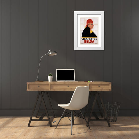 Cigarettes Belga Redhat White Modern Wood Framed Art Print with Double Matting by Vintage Apple Collection