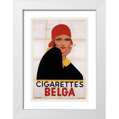 Cigarettes Belga Redhat White Modern Wood Framed Art Print with Double Matting by Vintage Apple Collection