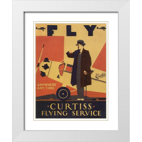 Curtiss Flying Service White Modern Wood Framed Art Print with Double Matting by Vintage Apple Collection