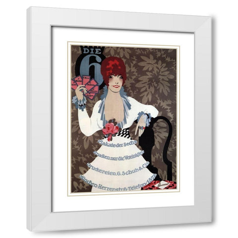 Die6Germany 1914 Whitedress White Modern Wood Framed Art Print with Double Matting by Vintage Apple Collection