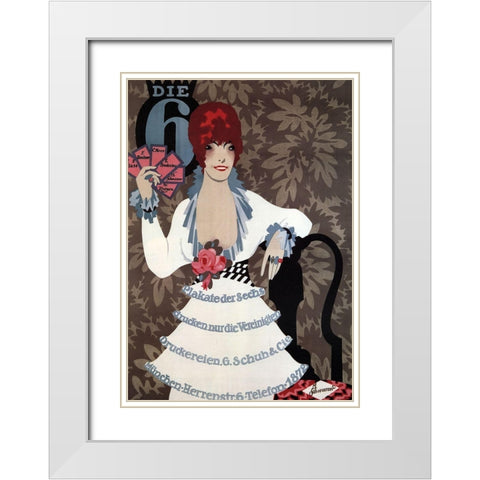 Die6Germany 1914 Whitedress White Modern Wood Framed Art Print with Double Matting by Vintage Apple Collection