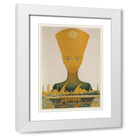Egyptian State Railways White Modern Wood Framed Art Print with Double Matting by Vintage Apple Collection