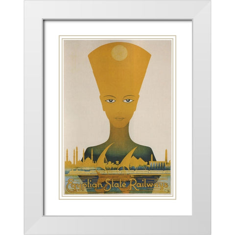 Egyptian State Railways White Modern Wood Framed Art Print with Double Matting by Vintage Apple Collection