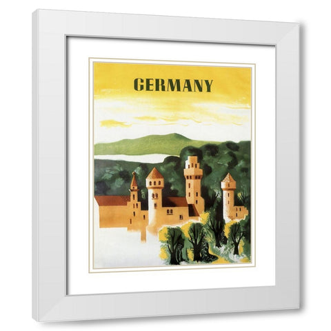 Germany Castle Vint Trav White Modern Wood Framed Art Print with Double Matting by Vintage Apple Collection