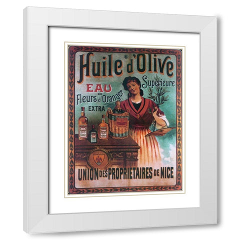 Huile D Olive White Modern Wood Framed Art Print with Double Matting by Vintage Apple Collection