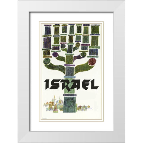 Israel Travel White Modern Wood Framed Art Print with Double Matting by Vintage Apple Collection