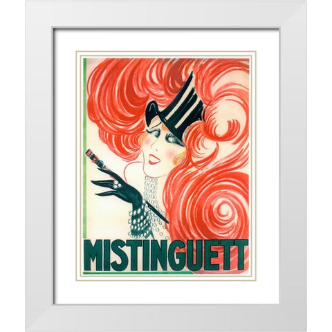 Mistinguett Redhead Cane White Modern Wood Framed Art Print with Double Matting by Vintage Apple Collection
