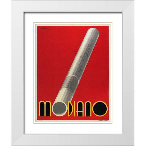 Modiano Cigs Red Italian White Modern Wood Framed Art Print with Double Matting by Vintage Apple Collection