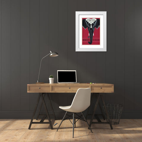 Moscow Circus Ussr White Modern Wood Framed Art Print with Double Matting by Vintage Apple Collection