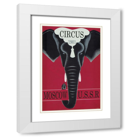 Moscow Circus Ussr White Modern Wood Framed Art Print with Double Matting by Vintage Apple Collection