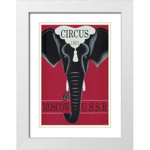Moscow Circus Ussr White Modern Wood Framed Art Print with Double Matting by Vintage Apple Collection