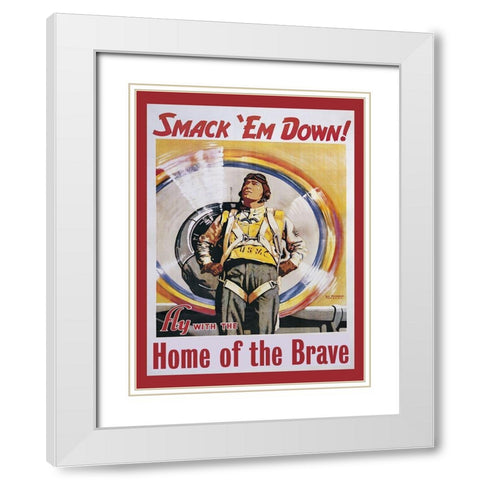 Smackdown Marines White Modern Wood Framed Art Print with Double Matting by Vintage Apple Collection