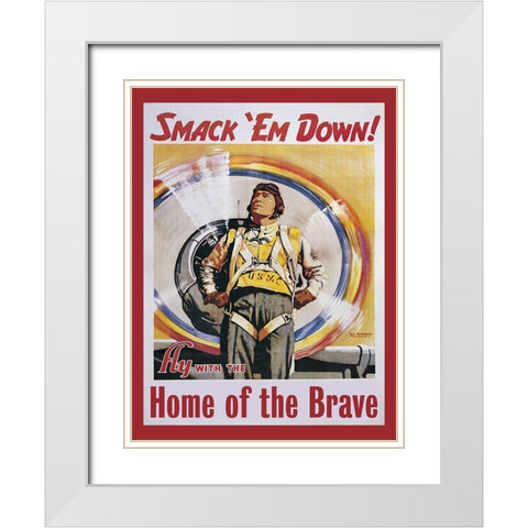 Smackdown Marines White Modern Wood Framed Art Print with Double Matting by Vintage Apple Collection