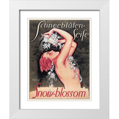 Snowblossom Soap Austria White Modern Wood Framed Art Print with Double Matting by Vintage Apple Collection