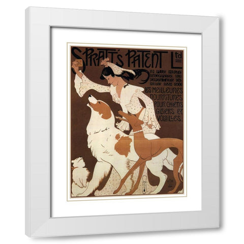 Spratts Dogs White Modern Wood Framed Art Print with Double Matting by Vintage Apple Collection