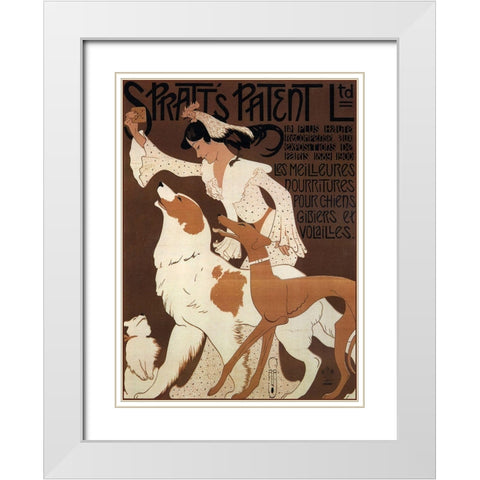 Spratts Dogs White Modern Wood Framed Art Print with Double Matting by Vintage Apple Collection