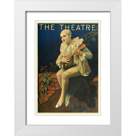 The Theater Magazine Ukelele White Modern Wood Framed Art Print with Double Matting by Vintage Apple Collection