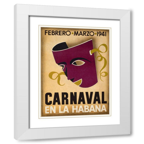 Trav Carnaval Enla Habana White Modern Wood Framed Art Print with Double Matting by Vintage Apple Collection