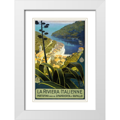 Trav Riviera Italienne White Modern Wood Framed Art Print with Double Matting by Vintage Apple Collection