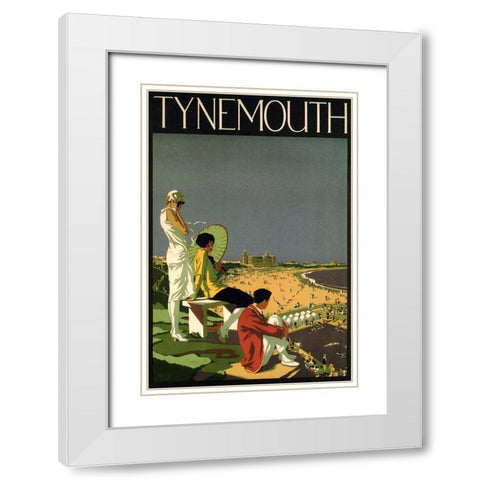 Tynemouth Britain White Modern Wood Framed Art Print with Double Matting by Vintage Apple Collection