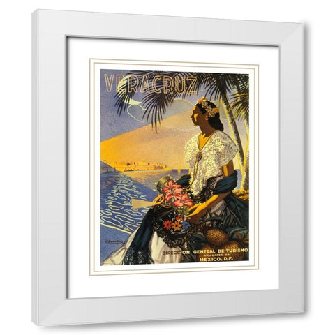 Veracruz Woman White Modern Wood Framed Art Print with Double Matting by Vintage Apple Collection