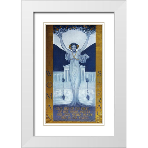 Womansuffrage White Modern Wood Framed Art Print with Double Matting by Vintage Apple Collection