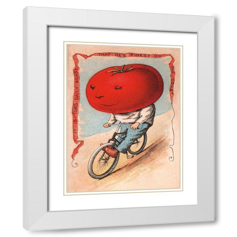 Bike Tomato White Modern Wood Framed Art Print with Double Matting by Vintage Apple Collection